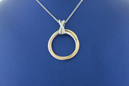 14k Tri Color 0.50 CT Diamond Pendant Necklace, 4.8gm, 16", S100994