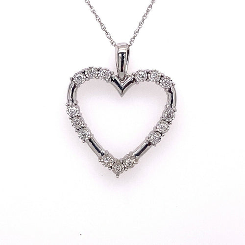 10k White Gold 0.30 CT Diamond Heart Pendant Necklace, 2.5g, 18", S15332