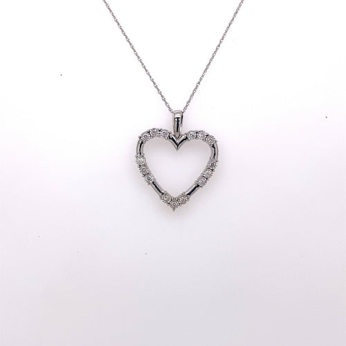 10k White Gold 0.30 CT Diamond Heart Pendant Necklace, 2.5g, 18", S15332