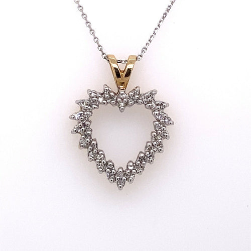 14k Two Tone Gold 0.25 CT Diamond Heart Pendant, 3.5g, S106767