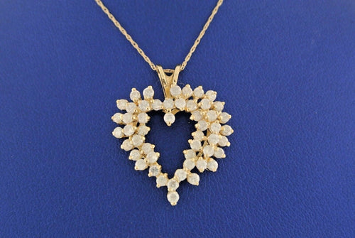 14k Yellow Gold 1.00 CT Diamond Heart Pendant Necklace, 4.9gm, 18" S104871