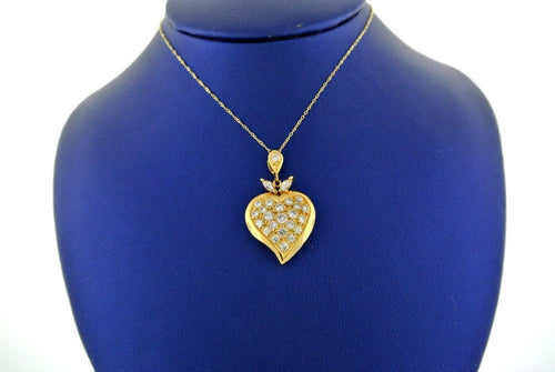18k Yellow Gold 1.00 CT Diamond Heart Pendant Necklace, 4.6gm, S104778