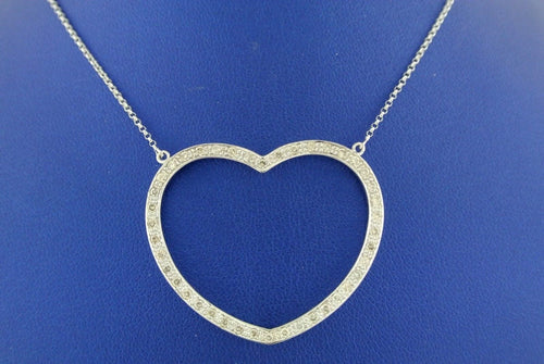 14k White Gold 1.00 CT Diamond Heart Necklace, 8.5gm, 16", S103252
