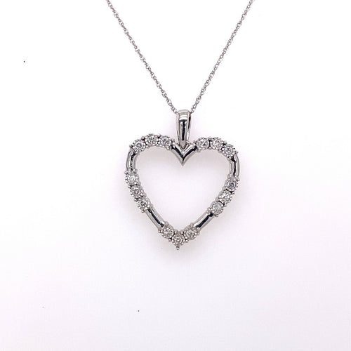 10k White Gold 0.30 CT Diamond Heart Pendant Necklace, 2.5g, 18", S15332