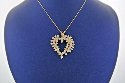 14k Yellow Gold 1.00 CT Diamond Heart Pendant Necklace, 4.9gm, 18" S104871
