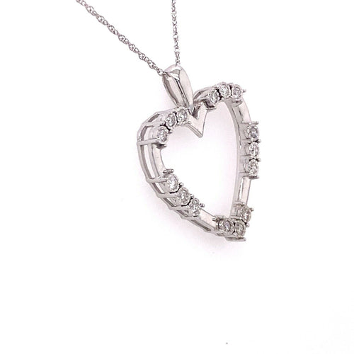 10k White Gold 0.30 CT Diamond Heart Pendant Necklace, 2.5g, 18", S15332