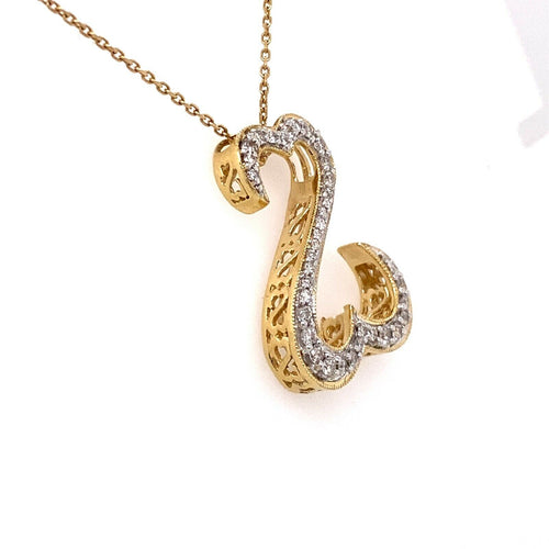 14k Yellow Gold 0.75 CT Diamond Open Heart Pendant, 5.5g, S106768