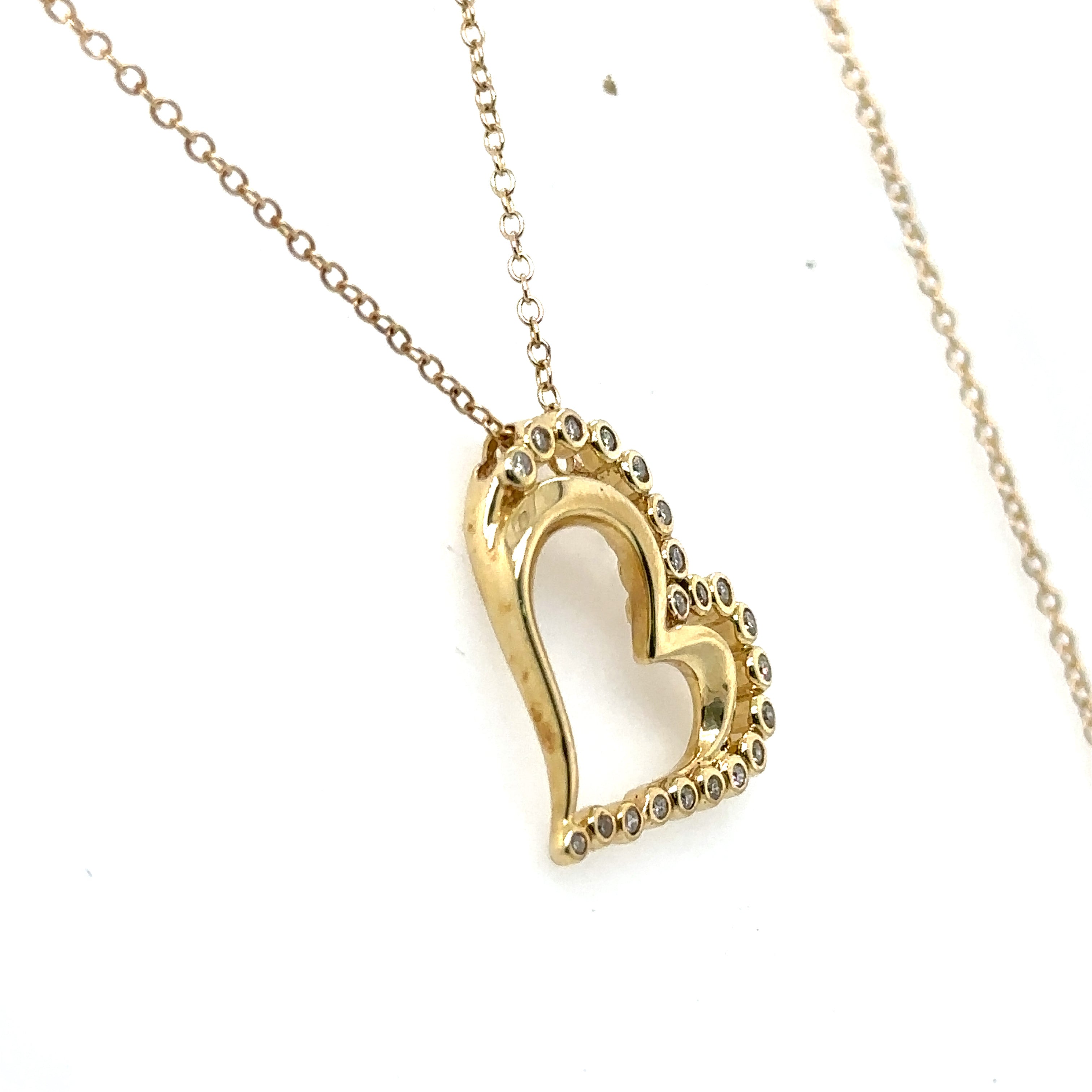 10k Yellow Gold 0.35CT Diamond Heart Pendant Necklace, 2.8g