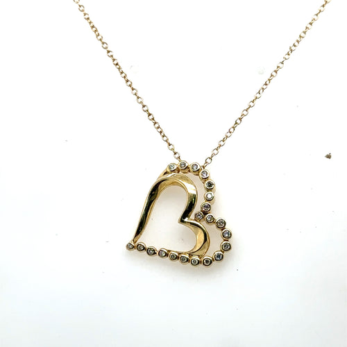 10k Yellow Gold 0.35CT Diamond Heart Pendant Necklace, 2.8g, S14521