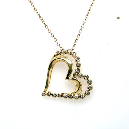 10k Yellow Gold 0.35CT Diamond Heart Pendant Necklace, 2.8g, S14521