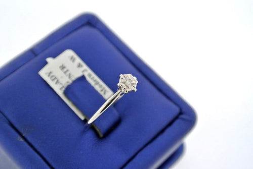 Estate 14k White Gold 0.05 C Diamond Engagament Ring, 1.6gm, Size 7.5,S102170