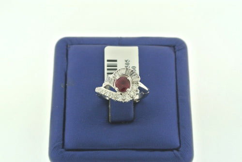 ANTIQUE 14K WHITE GOLD 1.00 CT RUBY & DIAMOND LADIES RING, 3.7 GM, S101262