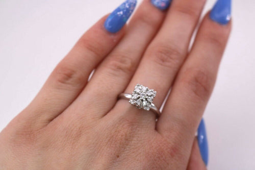 Estate 14k White Gold 0.50 CT Diamond Cluster Ladies Ring, 3.6gm, S103465