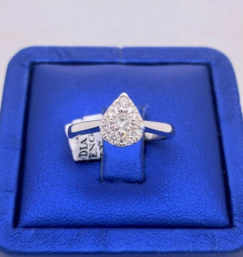 14k White Gold 0.50 Ct Diamond Cluster Engagement Ring, 3.7gm, Size 7, S14714