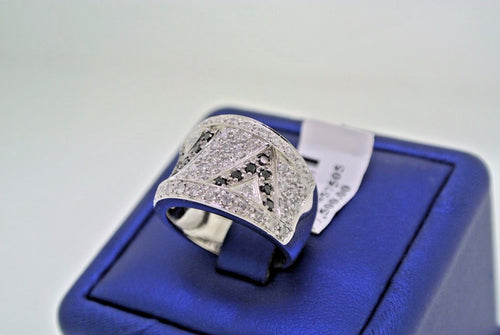 14k White Gold 2.00 CT White & Black Diamond Ladies Ring 8.3gm Size 7.25