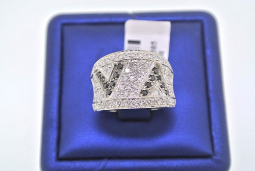 14k White Gold 2.00 CT White & Black Diamond Ladies Ring 8.3gm Size 7.25