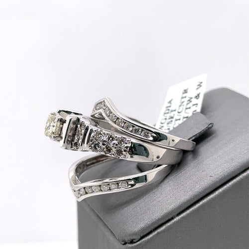14k White Gold 1.50 CT Diamond Wedding & Engagement Ring Set, 11.2g, S104117