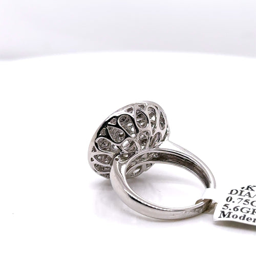 14K White Gold 0.75 CT Diamond Ladies Ring, 5.6gm, Size 4.5 , S100941