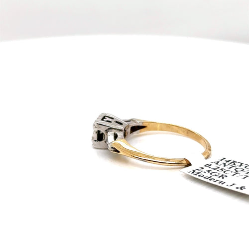 Antique 14k Two Tone Gold 0.25CT Diamond Engagement Ring 2.5gm,Size 5.75,S102806