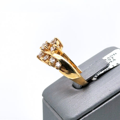 14k Yellow Gold 1.00 CT Diamond Ladies Cluster Ring, 6.4gm, Size 6.75 S100409