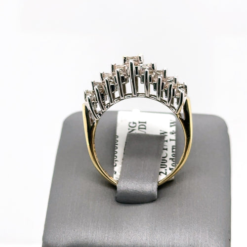 14k Multitone Gold 2.00 CT Princess Cut Diamond Cluster Engagement Ring, S100414