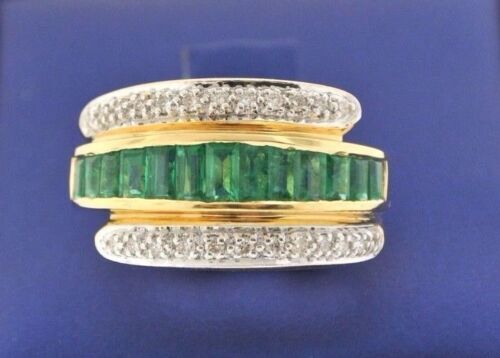 14kt Yellow Gold 2.00 CT Diamond & Emerald Ring 7.8gm Size 7 S102464