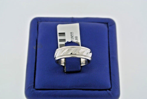 Fancy 14k White Gold Wedding Band, 6.2gm, Size 6, 6mm, S102613