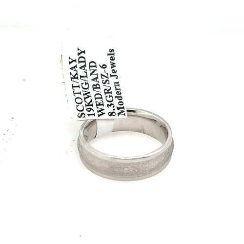Scott Kay 19k White Gold Ladies Wedding Band, 8.3g, Size 6 S12850