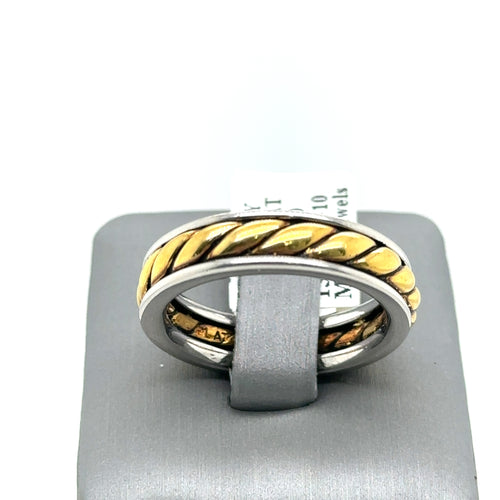 Scott Kay 19k Yellow Gold Platinum Men's Wedding Band, 15.9gm, Size 10, S12861