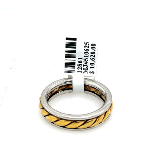 Scott Kay 19k Yellow Gold Platinum Men's Wedding Band, 15.9gm, Size 10, S12861