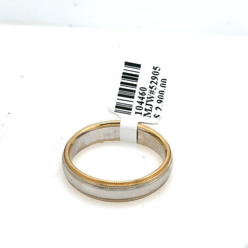 14k White & Yellow Gold Comfort Fit Men's Wedding Band, 7.6gm, Size 11, S104460