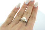 Platinum 9mm Pearl & 0.20 CT Diamond Ladies Ring, 6.6gm, Size 5.5, S106755