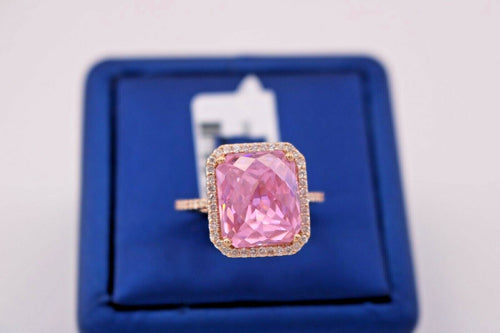 14k Rose Gold 16.45 CT Diamond & Pink Quartz Ring, 6.5gm, Size 7, S105243