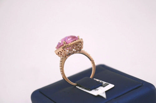 14k Rose Gold 16.45 CT Diamond & Pink Quartz Ring, 6.5gm, Size 7, S105243