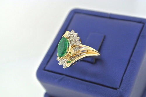 14kt Yellow Gold 2.00 CT Emerald & Diamond Ladies Ring 6.4gm Size 7, S102463