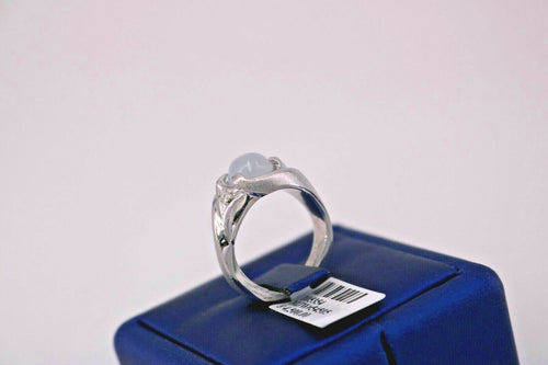 14K White Gold White Star Sapphire Diamond Ring, 12.6gm, Size 6.5, S105354