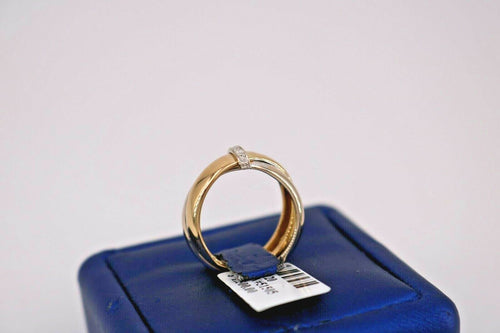 Milor 18k Two Tone Gold Ladies 0.10 Diamond Ring, 3.2gm, Size 6, S105220