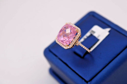14k Rose Gold 16.45 CT Diamond & Pink Quartz Ring, 6.5gm, Size 7, S105243