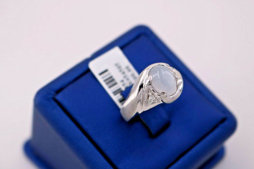 14K White Gold White Star Sapphire Diamond Ring, 12.6gm, Size 6.5, S105354