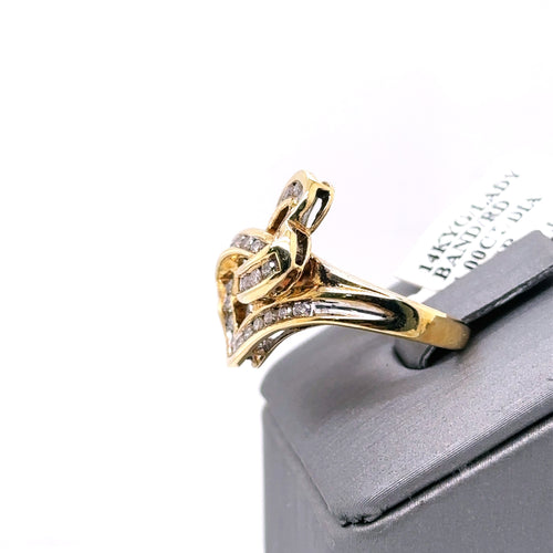 14k Yellow Gold 1.00 CT Diamond Heart Design Ladies Ring, 4.9g, Size5.5, S100202