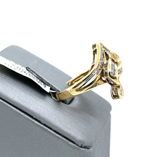 14k Yellow Gold 1.00 CT Diamond Heart Design Ladies Ring, 4.9g, Size5.5, S100202