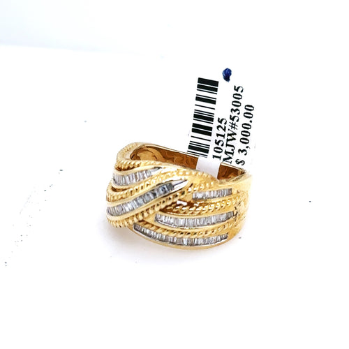 14k Yellow Gold 1.00CT Ladies Baguette Diamond Ring, 9.0gm, Size 8, S105125