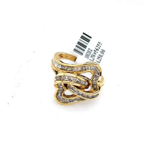 14k Yellow Gold 1.00 CT Diamond Heart Design Ladies Ring, 4.9g, Size5.5, S100202