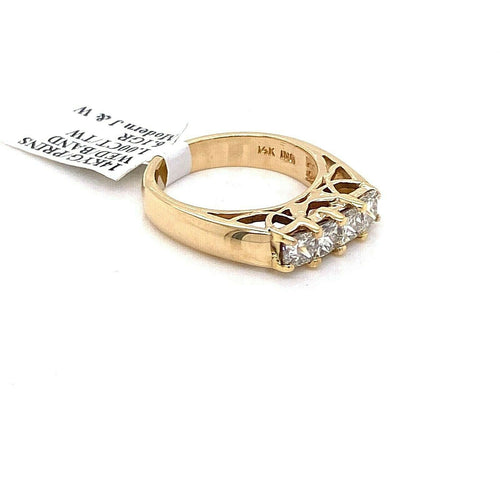 14k Yellow Gold 1.00 CT Princess Cut Diamond Band, 6.1gm, Size 6.75, S105277