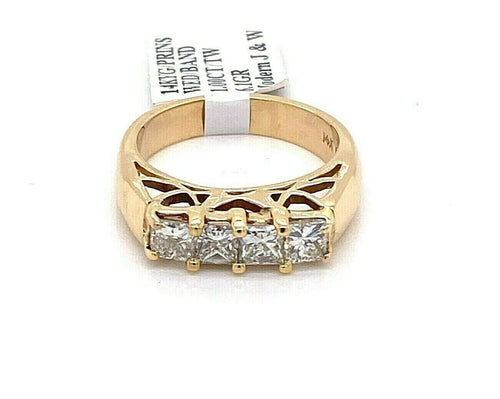 14k Yellow Gold 1.00 CT Princess Cut Diamond Band, 6.1gm, Size 6.75, S105277