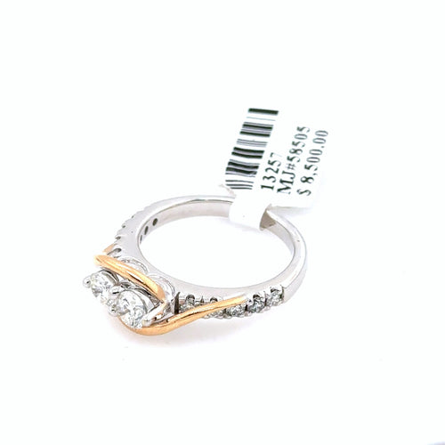 14k Two Tone Gold 1.00 CT Diamond Ladies Engagement Ring, 5.0gm, S13257