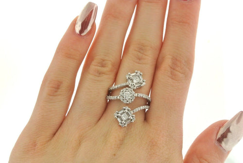 14K WHITE GOLD ELEGANT 1.50CT DIAMONDS DESIGN LADIES CLUSTER RING,S102247