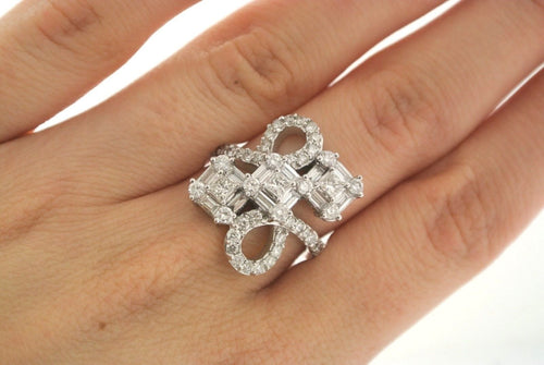 18K WHITE GOLD EXQUISITE 2.00CT PRINCESS/ROUND/BAGUETTE CUT DIAMOND RING S101812