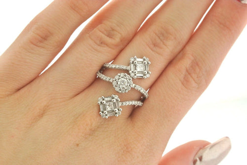 14K WHITE GOLD ELEGANT 1.50CT DIAMONDS DESIGN LADIES CLUSTER RING,S102247
