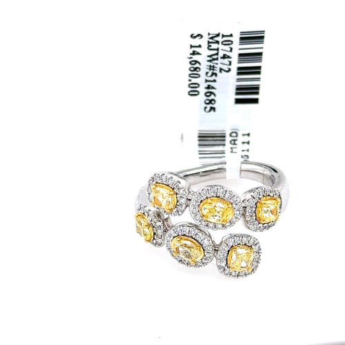 14k White Gold 2.00Ct Cushion & Oval Cut Diamond Ladies Ring, 7.4g, Size 7, S107472